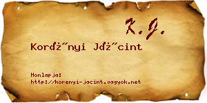 Korényi Jácint névjegykártya